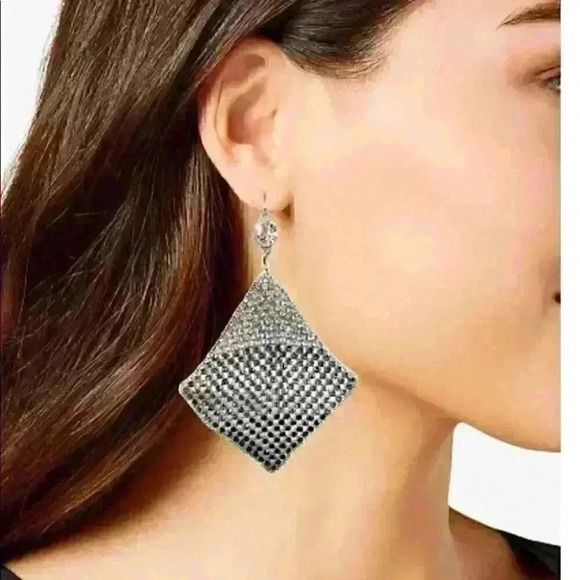 Thalia New Crystal Mesh Kite Statement Earrings - Picture 2 of 3